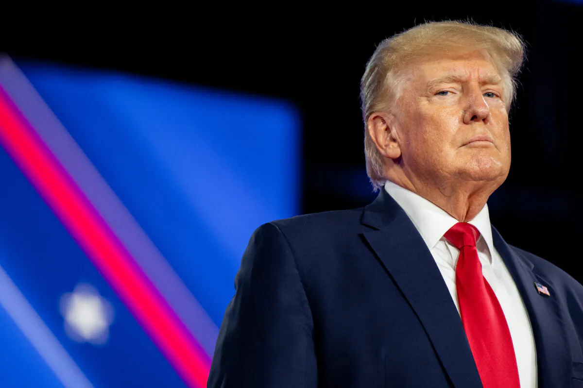 Former President Donald Trump prepares to speak at the Conservative Political Action Conference (CPAC) in Dallas, Texas, on Aug. 6, 2022. (Brandon Bell/Getty Images)