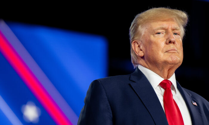 Former President Donald Trump prepares to speak at the Conservative Political Action Conference (CPAC) in Dallas, Texas, on Aug. 6, 2022. (Brandon Bell/Getty Images)