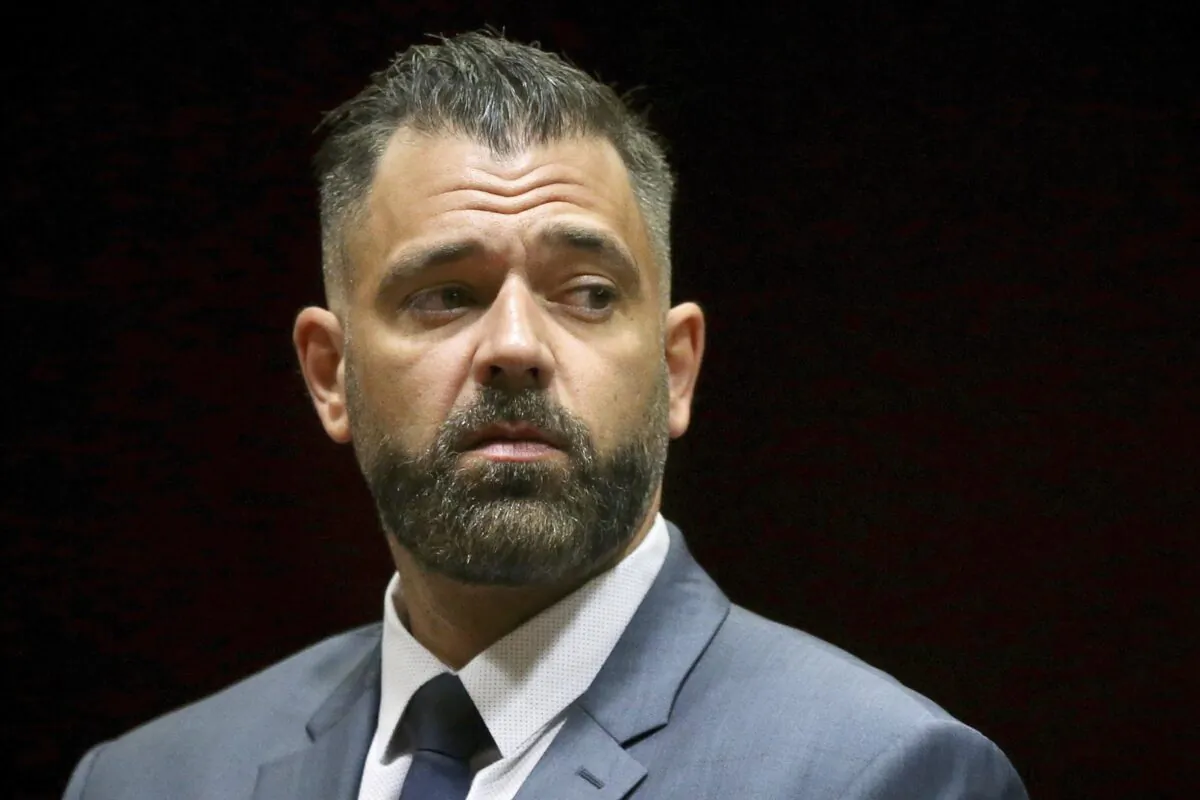 Mark D'Amico listens during his court arraignment in Burlington County Superior Court in Mount Holly, N.J., on May 28, 2019. (Tim Tai/The Philadelphia Inquirer via AP)