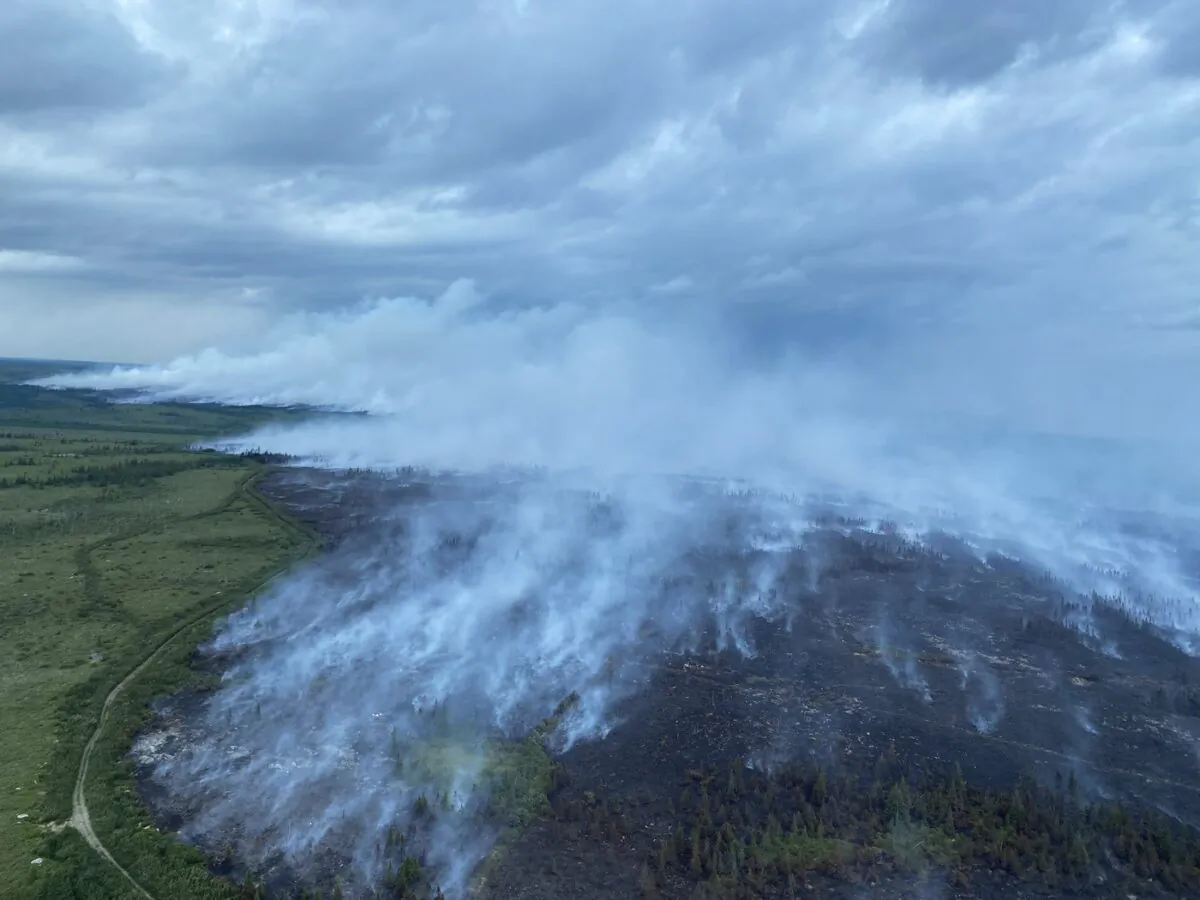 Smoke from a forest fire in central Newfoundland is shown in a Aug.7, 2022, government handout photo. (The Canadian Press/HO/Government of Newfoundland and Labrador)