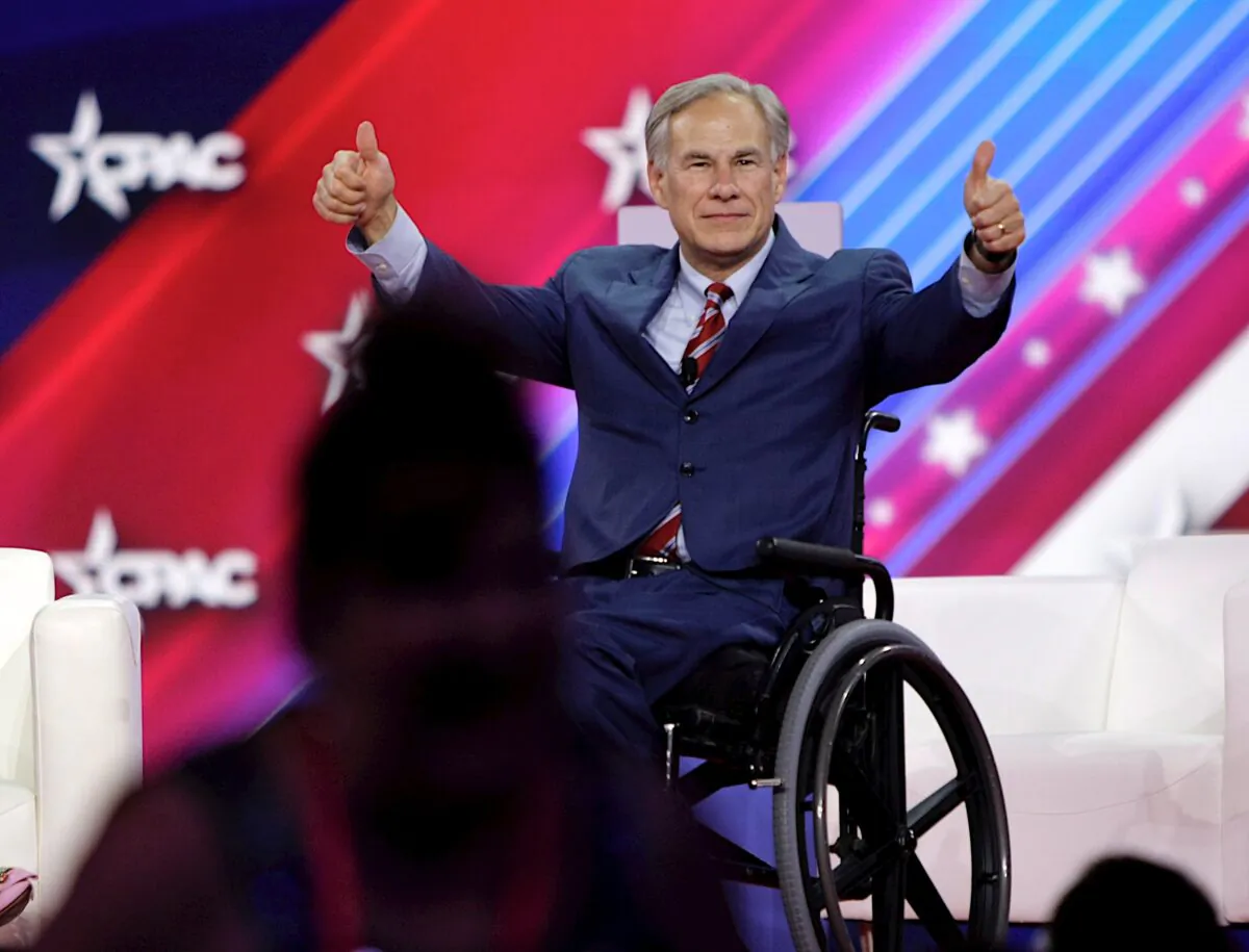 DALLAS, TX—Texas Gov. Greg Abbott speaks at the Conservative Political Action Conference in Dallas at the Hilton Anatole August 5, 2022. (Bobby Sanchez for The Epoch Times)