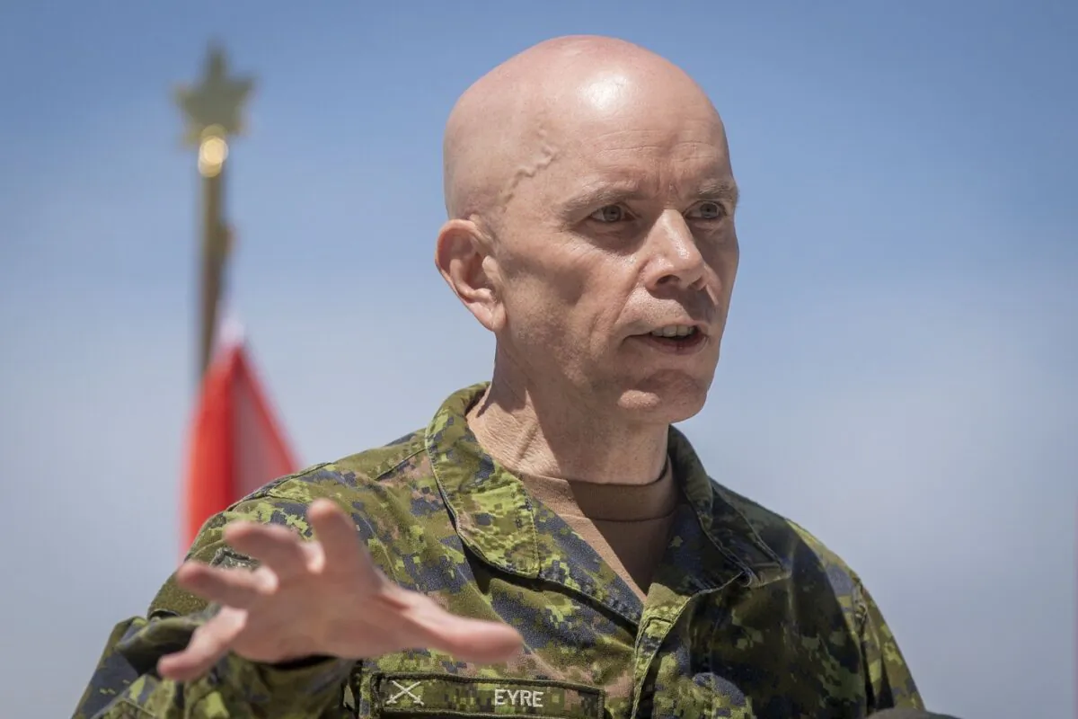 Gen. Wayne Eyre, chief of the Defence Staff, speaks during a military announcement at CFB Trenton in Trenton, Ont., on June 20, 2022. (The Canadian Press/Lars Hagberg)