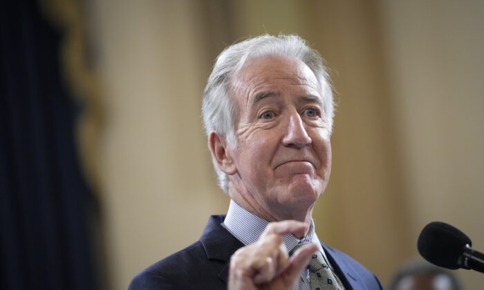 House Ways and Means Committee Chairman Richard Neal (D-Mass.) speaks in Washington on Oct. 26, 2021. (Drew Angerer/Getty Images)