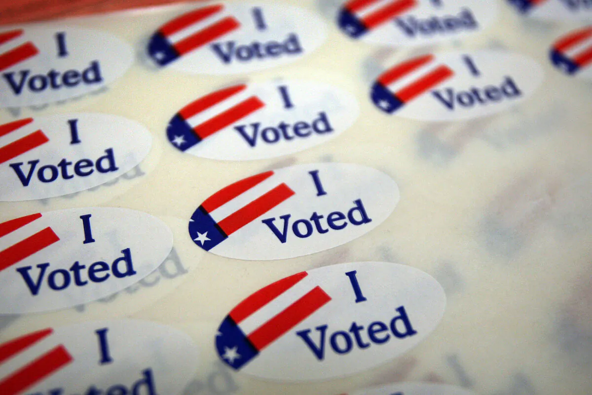 "I Voted" stickers are displayed at a polling station, in this file photo. (David McNew/Getty Images)