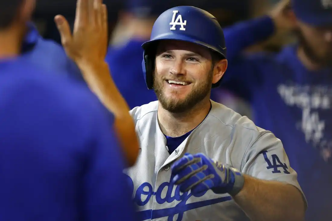 Los Angeles Dodgers third baseman Max Muncy (13) celebrates after hitting a home run during the seventh inning against the Milwaukee Brewers at American Family Field in Milwaukee, Aug 17, 2022. ( Jeff Hanisch/USA TODAY Sports via Field Level Media)