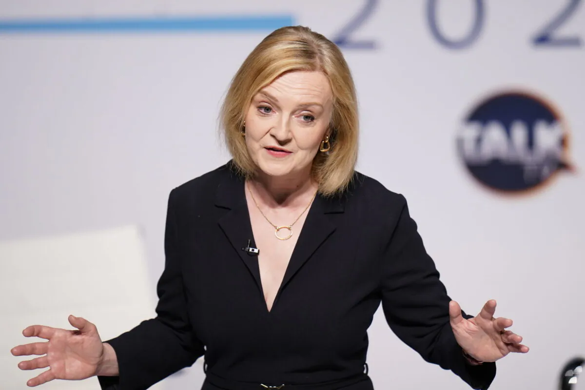 Liz Truss during a hustings event as part of the campaign to be leader of the Conservative Party and the next prime minister, in Darlington, County Durham, on Aug. 9, 2022. (Danny Lawson/PA)