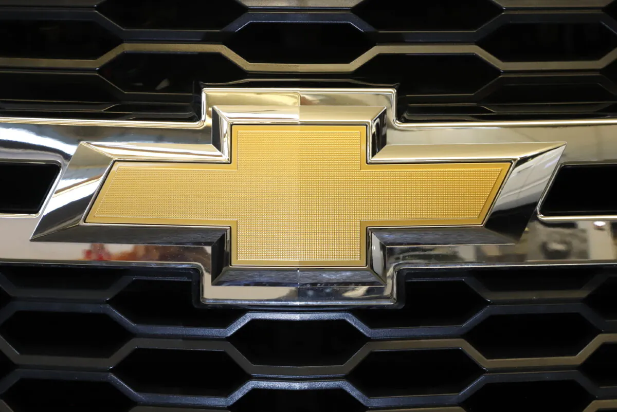 The Chevrolet logo at the 2020 Pittsburgh International Auto Show in Pittsburgh on Feb. 13, 2020.  (Gene J. Puskar/AP Photo)