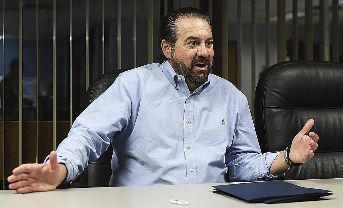 Arizona Attorney General Mark Brnovich speaks his visit to the Yuma Sun in Yuma, Ariz. on June 2, 2022. (Randy Hoeft/The Yuma Sun via AP)