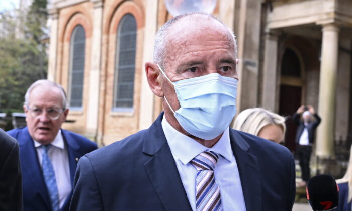 Chris Dawson arrives at the Supreme Court of New South Wales in Sydney on Aug. 30, 2022. (Dean Lewins/AAP Image via AP)