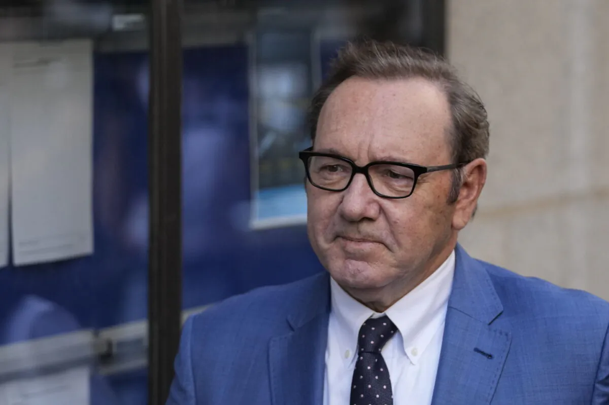 Actor Kevin Spacey arrives at the Old Bailey, in London, on July 14, 2022. (Frank Augstein/AP Photo)