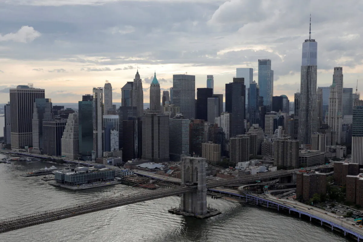 Downtown Manhattan's skyline is seen in New York City on Aug. 21, 2021. (Andrew Kelly/Reuters)