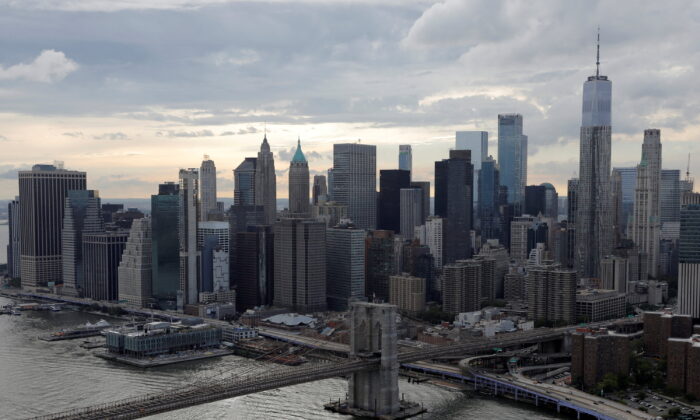Downtown Manhattan's skyline is seen in New York City on Aug. 21, 2021. (Andrew Kelly/Reuters)