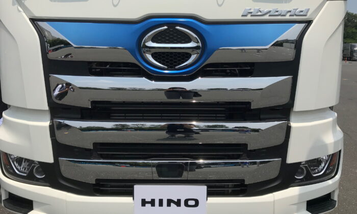 Hino Motors Ltd. displays its new Hybrid Profia, a diesel-hybrid version of its large commercial truck model at its R&D Center at Hino in Tokyo, on July 17, 2018. (Naomi Tajitsu/Reuters)