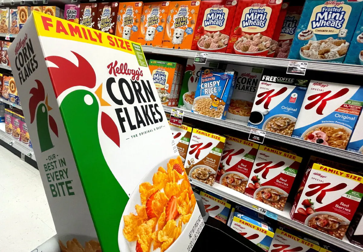 Kellogg's cold cereal products in a market in New York on June 21, 2022. (Mike Segar/Reuters)