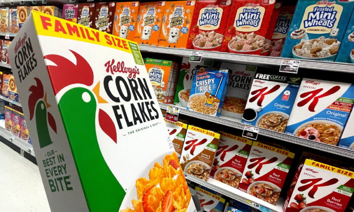 Kellogg's cold cereal products in a market in New York on June 21, 2022. (Mike Segar/Reuters)