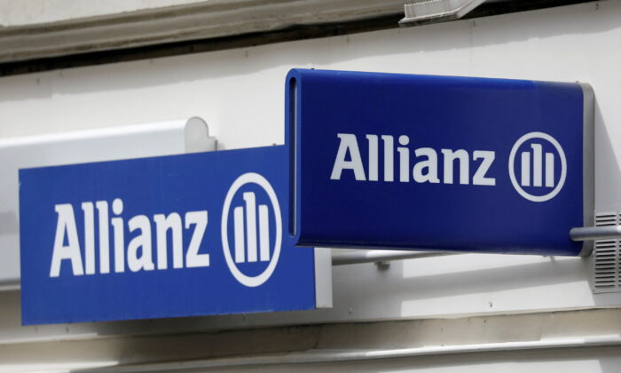 The logo of Allianz on a building in Paris on April 30, 2020.  (Charles Platiau/Reuters)