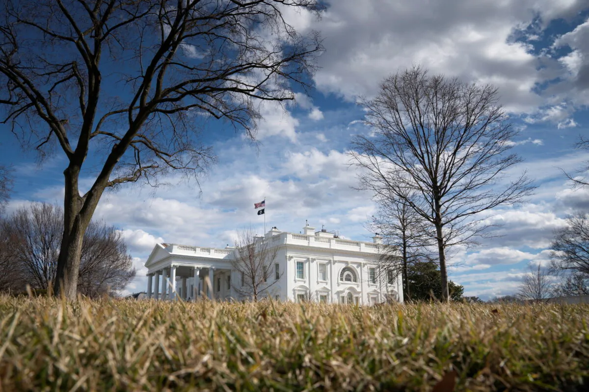 The White House is pictured from the West Wing Driveway in Washington, on Feb. 10, 2022. (Tom Brenner/Reuters)
