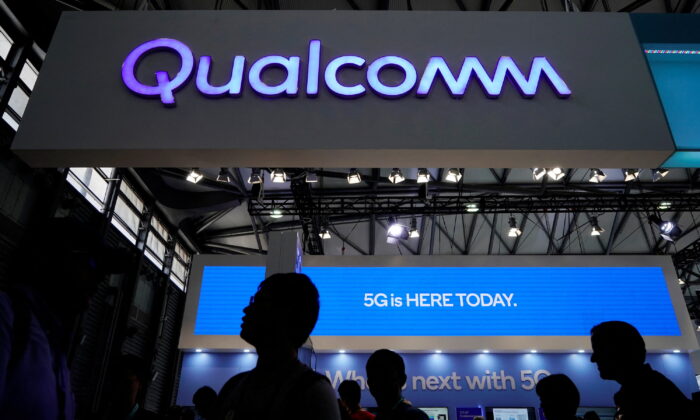 A Qualcomm sign at Mobile World Congress (MWC) in Shanghai on June 28, 2019. (Aly Song/Reuters)