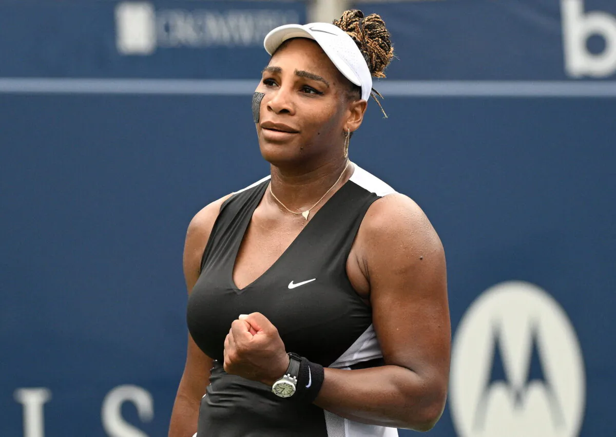 Serena Williams of the United States reacts after defeating Nuria Parrizas Diaz of Spain in first round play in the National Bank Open at Sobeys Stadium at Toronto on Aug 8, 2022. (Dan Hamilton/USA TODAY Sports via Reueters)