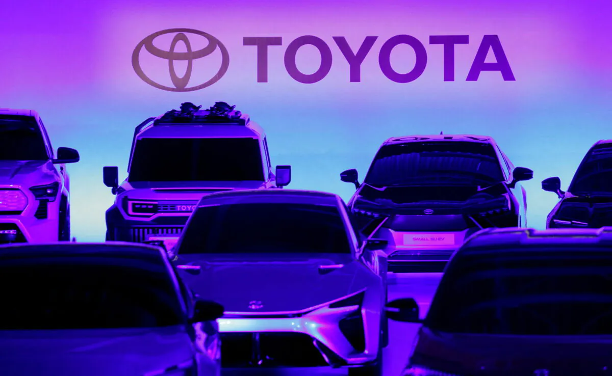 Toyota Motor Corporation cars at a briefing on the company's strategies on battery EVs in Tokyo on Dec. 14, 2021. (Kim Kyung-Hoon/Reuters) 