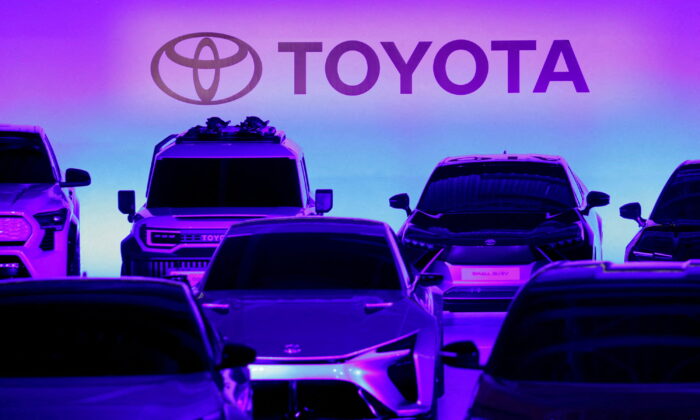 Toyota Motor Corporation cars are seen at a briefing on the company's strategies on battery EVs in Tokyo, on Dec. 14, 2021. (Kim Kyung-Hoon/Reuters)