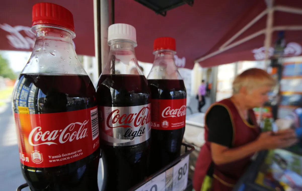 Coca-Cola bottles are seen on sale in central St. Petersburg, Russia, on Aug. 6, 2014. (Alexander Demianchuk/Reuters)