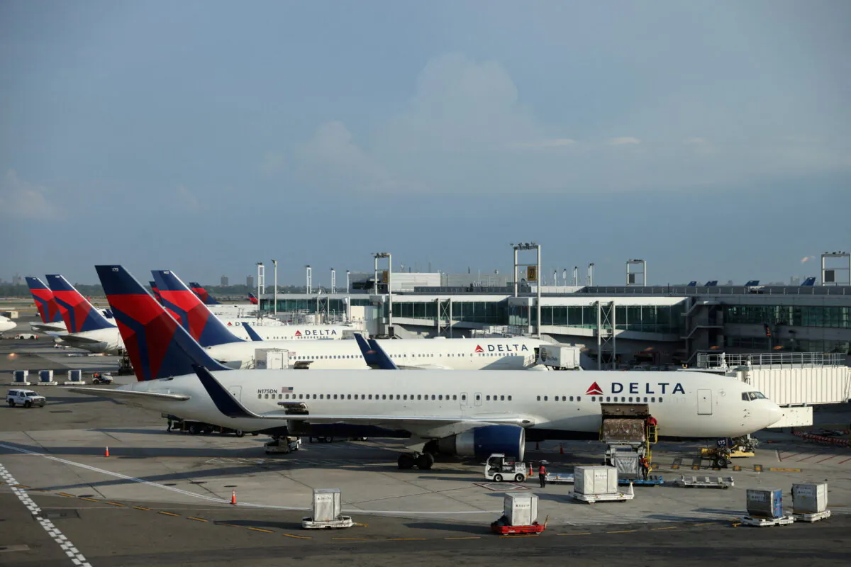 Delta Air Lines planes are seen at John F. Kennedy International Airport on the July 4th weekend in Queens, New York, on July 2, 2022. (Andrew Kelly/Reuters)