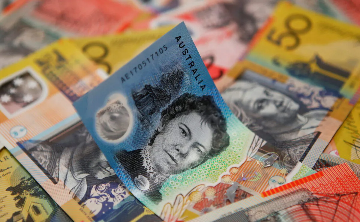 Australian dollars are seen in an illustration photo Feb. 8, 2018. (Daniel Munoz/Reuters)