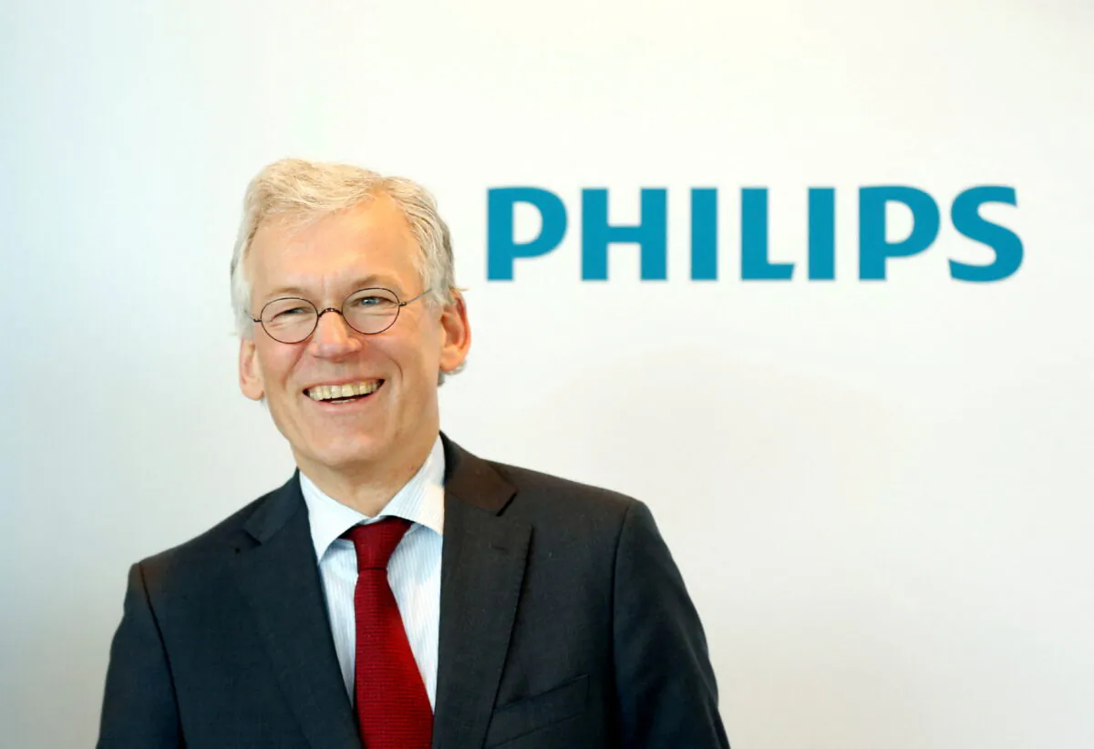 CEO Frans van Houten from the Dutch health technology company Philips presents the company's financial results for the fourth quarter and full year 2018 in Amsterdam on Jan. 29, 2019. (Eva Plevier/Reuters)