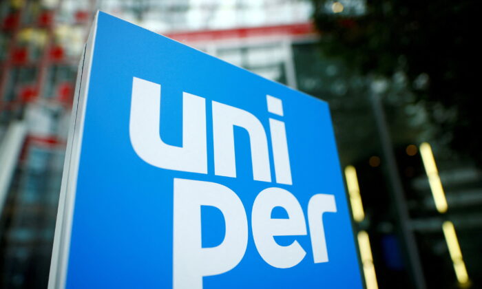 The logo of German energy utility company Uniper SE in the company's headquarters in Duesseldorf, Germany on March 10, 2020. (Schmuelgen/Reuters)