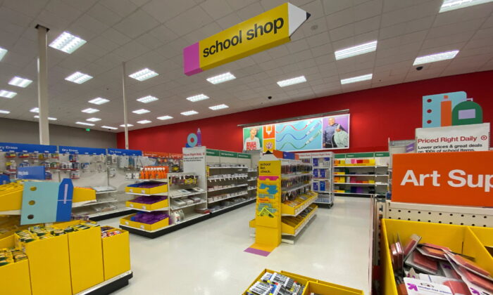 Back to school supplies are shown for sale at a Target store in Encinitas, Calif., on July 28, 2020. (Mike Blake/Reuters)