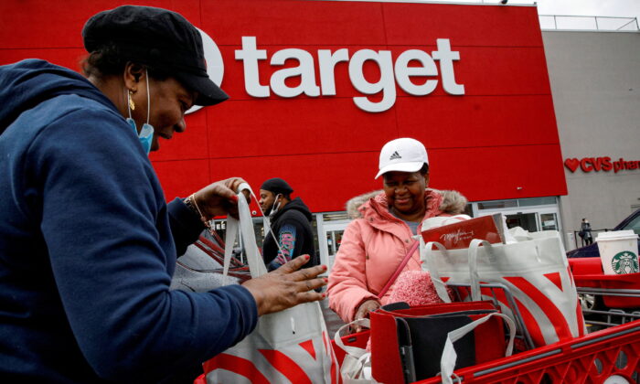 Shoppers exit a Target store during Black Friday sales in Brooklyn, New York, on Nov. 26, 2021. (Brendan McDermid/Reuters)
