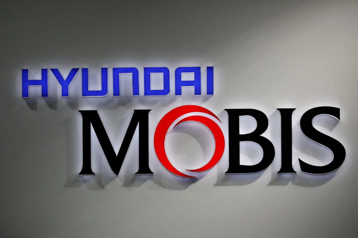 The logo of Hyundai Mobis is seen during the 2019 Seoul Motor Show in Goyang, South Korea, on March 28, 2019. (Kim Hong-Ji/Reuters)
