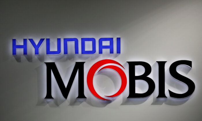The logo of Hyundai Mobis is seen during the 2019 Seoul Motor Show in Goyang, South Korea, on March 28, 2019. (Kim Hong-Ji/Reuters)