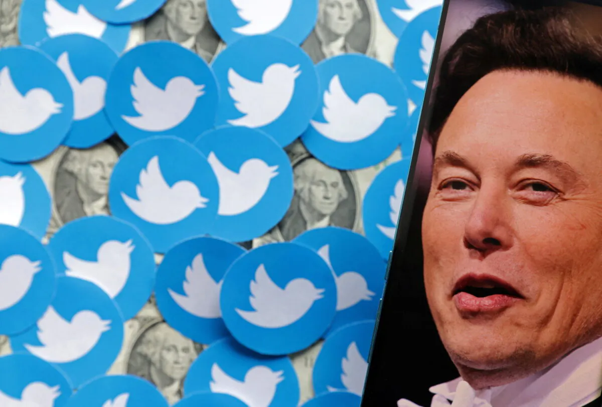 Elon Musk's photo, Twitter logos, and U.S. dollar banknotes are seen in this illustration, on Aug. 10, 2022. (Dado Ruvic/Illustration/Reuters)