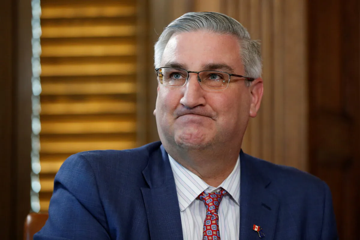 Indiana Gov. Eric Holcomb takes part in a meeting with Canada's Prime Minister Justin Trudeau (not pictured) on Parliament Hill in Ottawa, Ontario, Canada, on March 26, 2018. (Chris Wattie/Reuters)