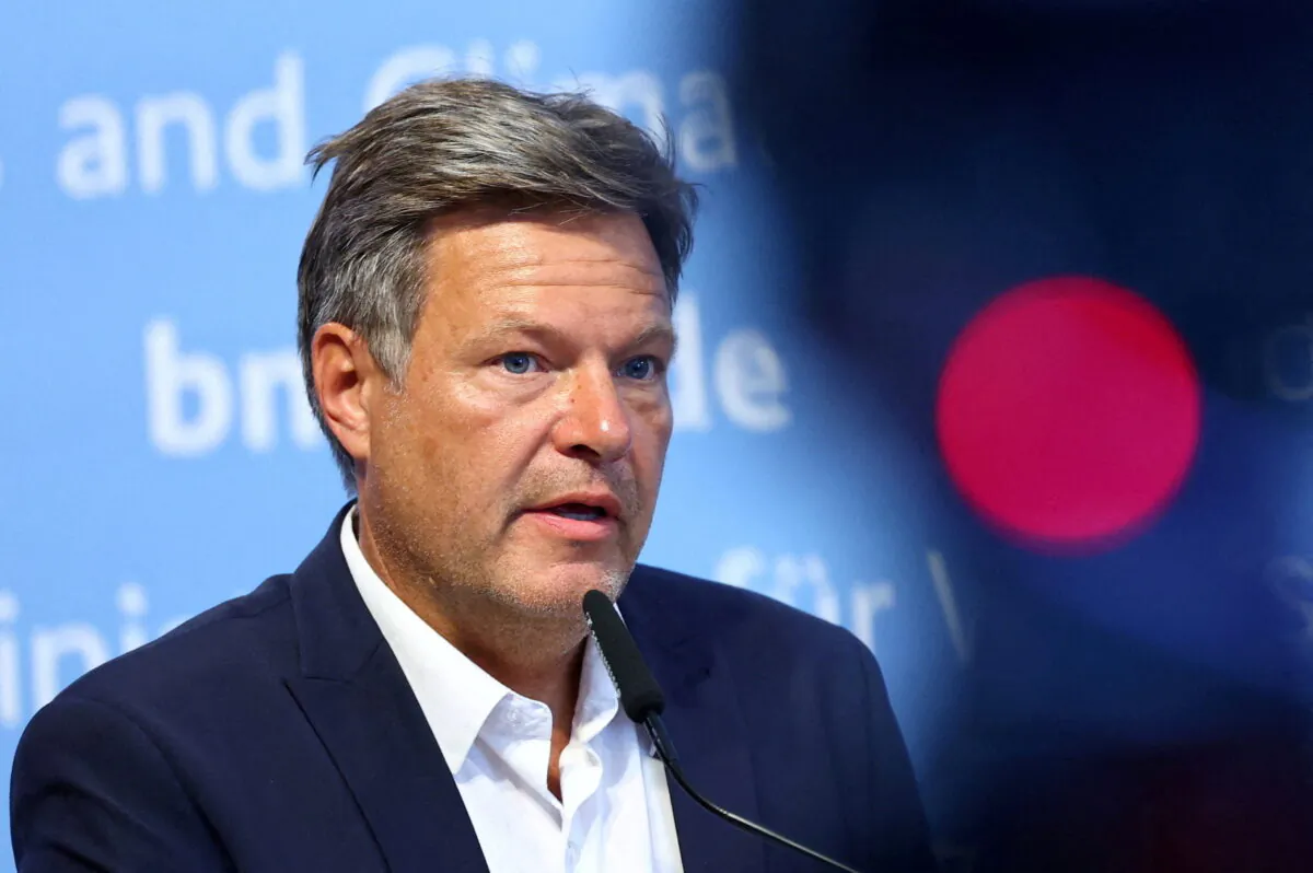 German Economy and Climate Action Minister Robert Habeck speaks during a news conference on the future use of liquefied natural gas (LNG) in Berlin, Germany, on Aug. 16, 2022. (Lisi Niesner/Reuters)
