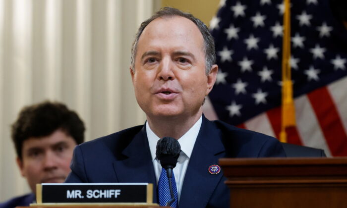 Committee member Rep. Adam Schiff (D-Calif.) speaks during the fourth of eight planned public hearings of the House Jan. 6 committee in Washington on June 21, 2022. (Jonathan Ernst/Reuters)