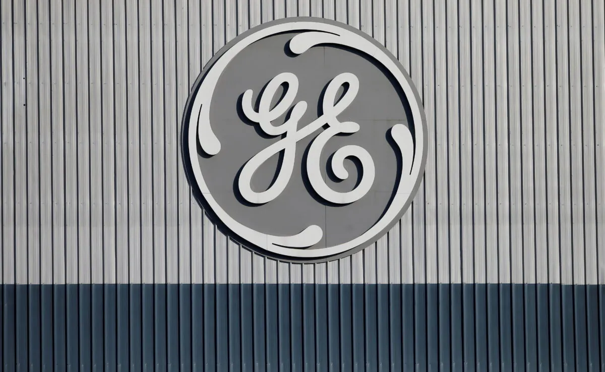 The logo of General Electric conglomerate at the site of its energy branch in Belfort, France, on Feb. 5, 2019. (Vincent Kessler/Reuters)
