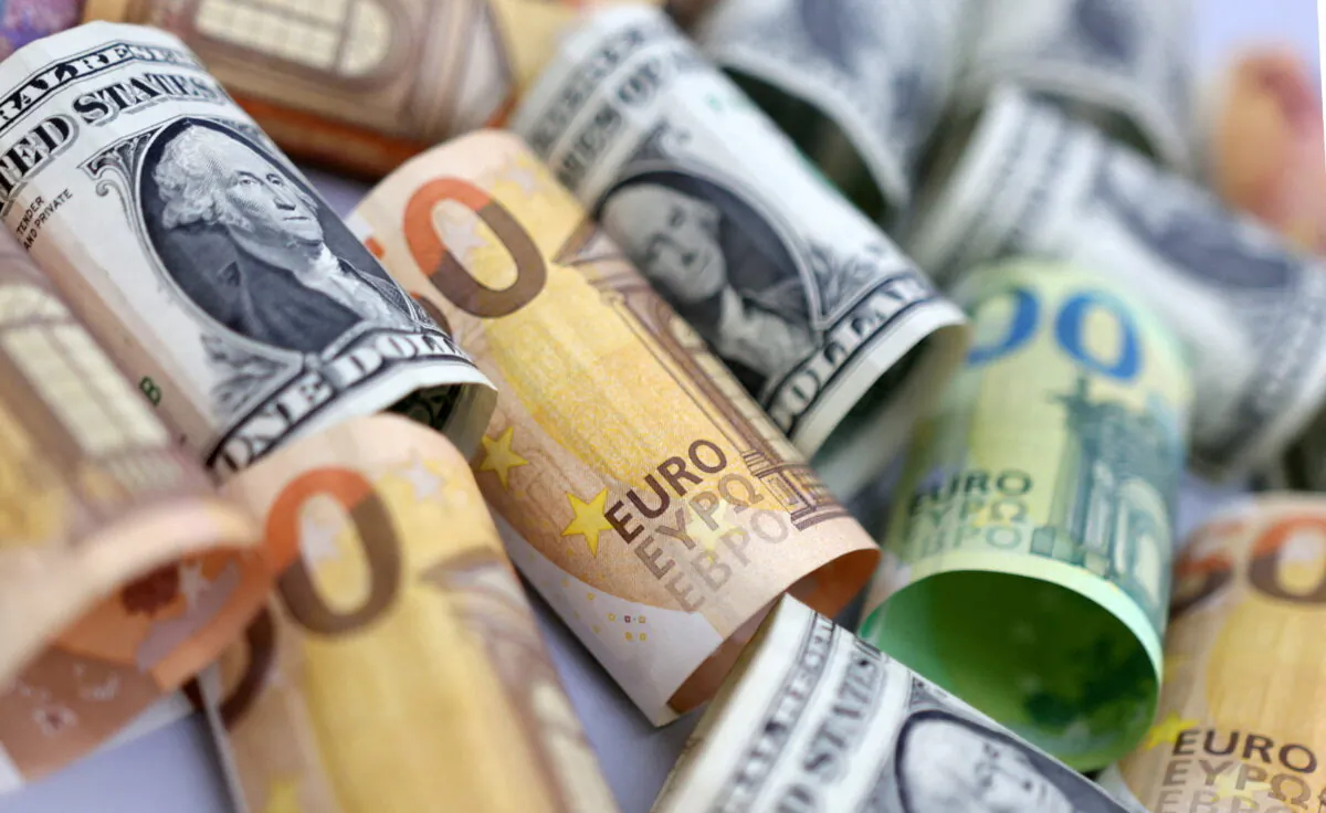U.S. Dollar and Euro banknotes are seen in this illustration taken on July 17, 2022. (Dado Ruvic/Illustration/Reuters)