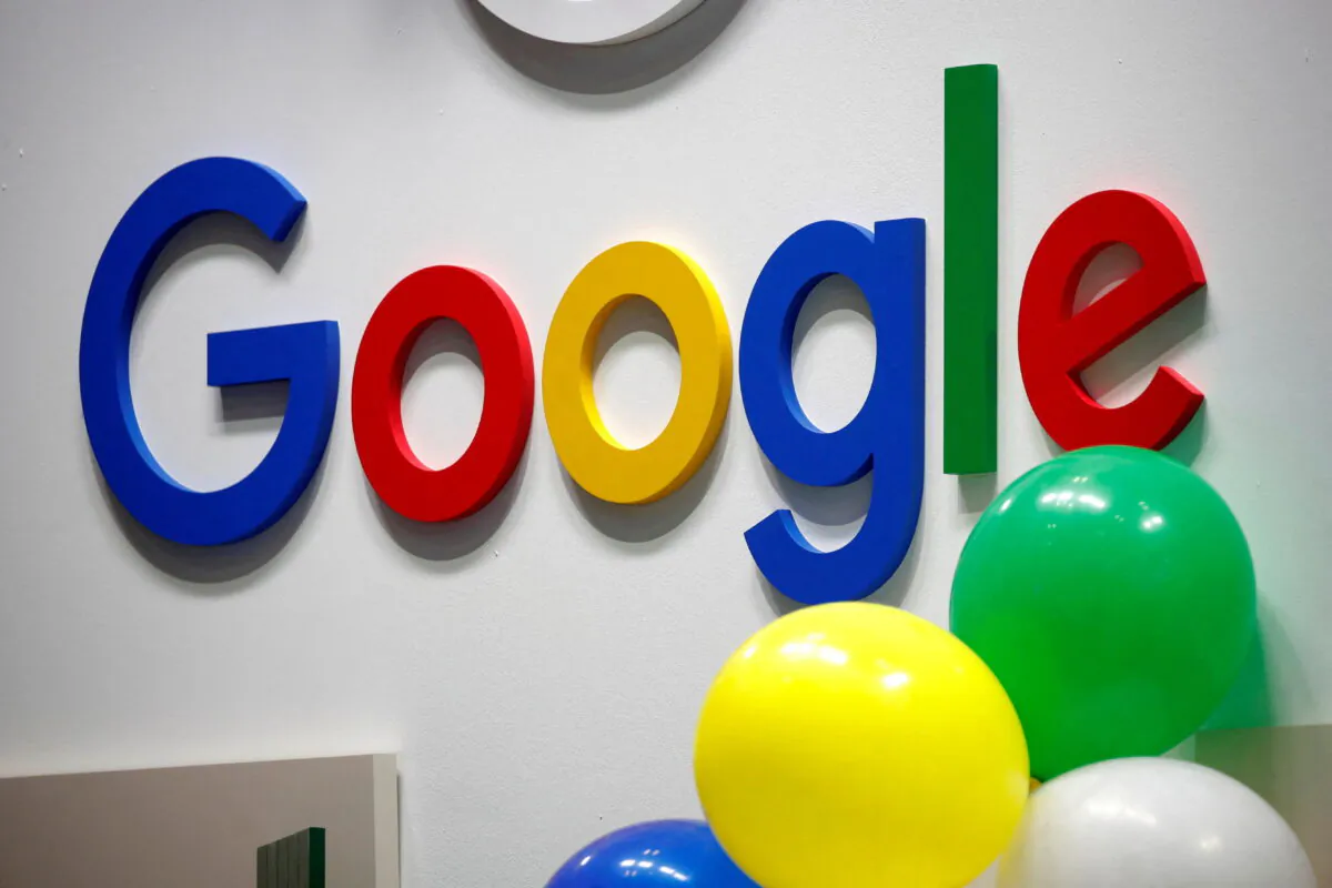 The logo of Google at the high profile startups and high tech leaders gathering Viva Tech in Paris on May 16, 2019. (Charles Platiau/Reuters)