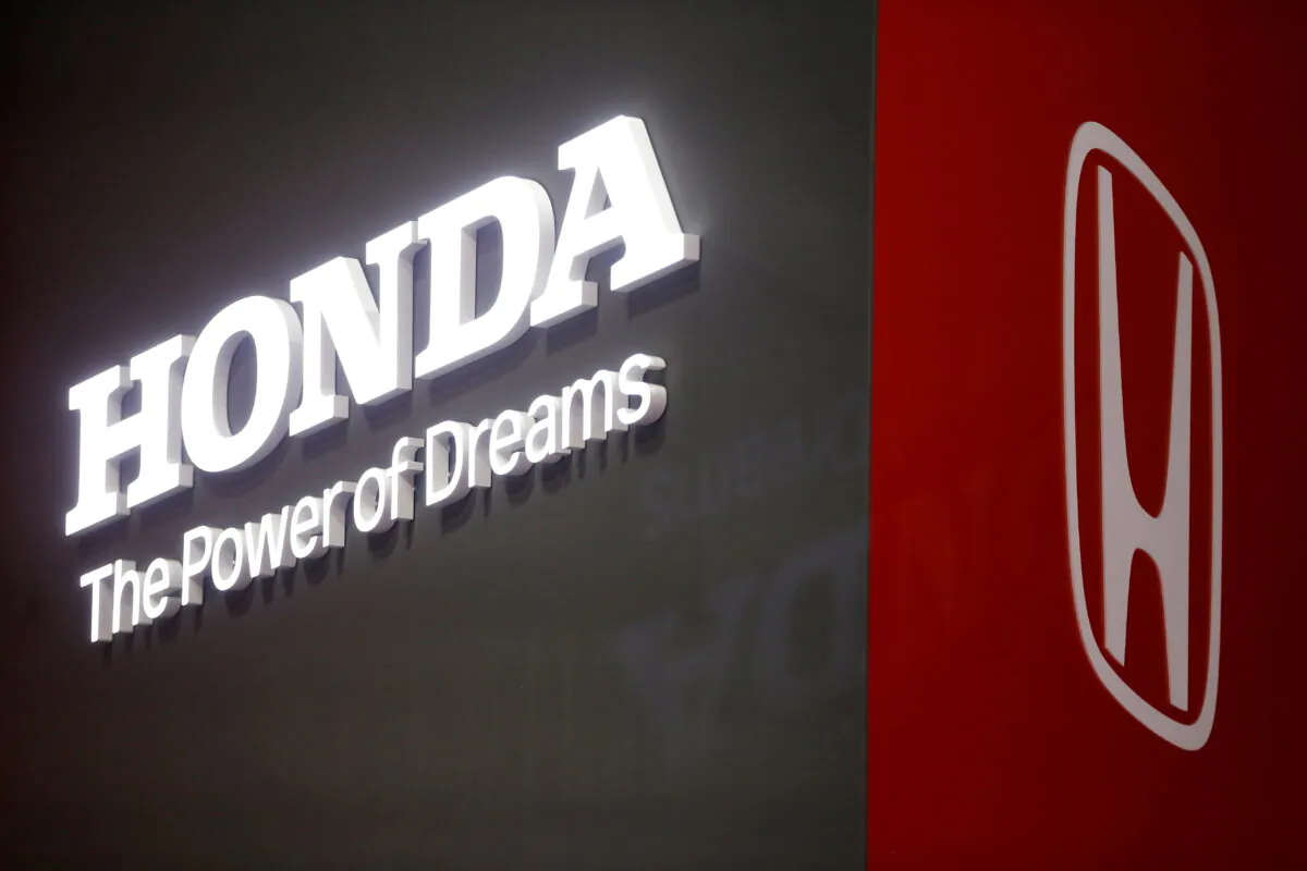 The Honda logo is displayed at the 89th Geneva International Motor Show in Geneva on March 5, 2019. (Pierre Albouy/Reuters)