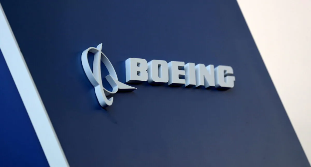 The Boeing logo is pictured at the Latin American Business Aviation Conference & Exhibition fair at Congonhas Airport in Sao Paulo, on Aug. 14, 2018. (Paulo Whitaker/Reuters)