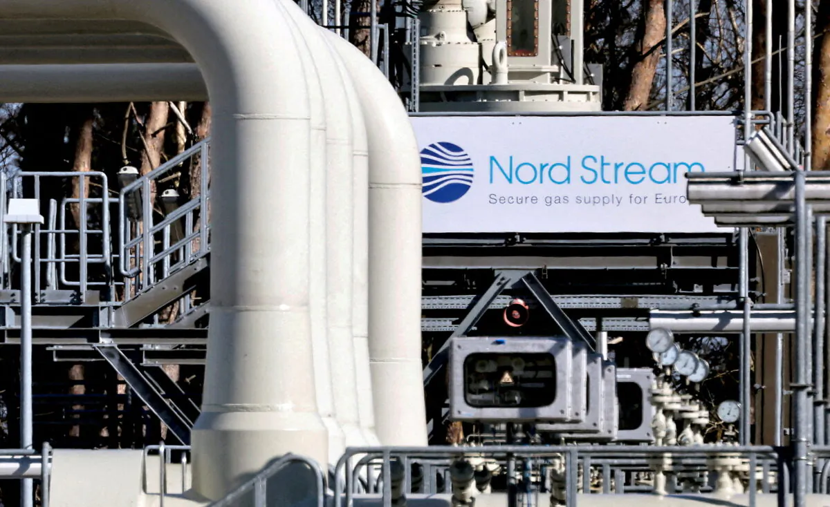 Pipes at the landfall facilities of the Nord Stream 1 gas pipeline in Lubmin, Germany, on Mar. 8, 2022. (Hannibal Hanschke/Reuters)
