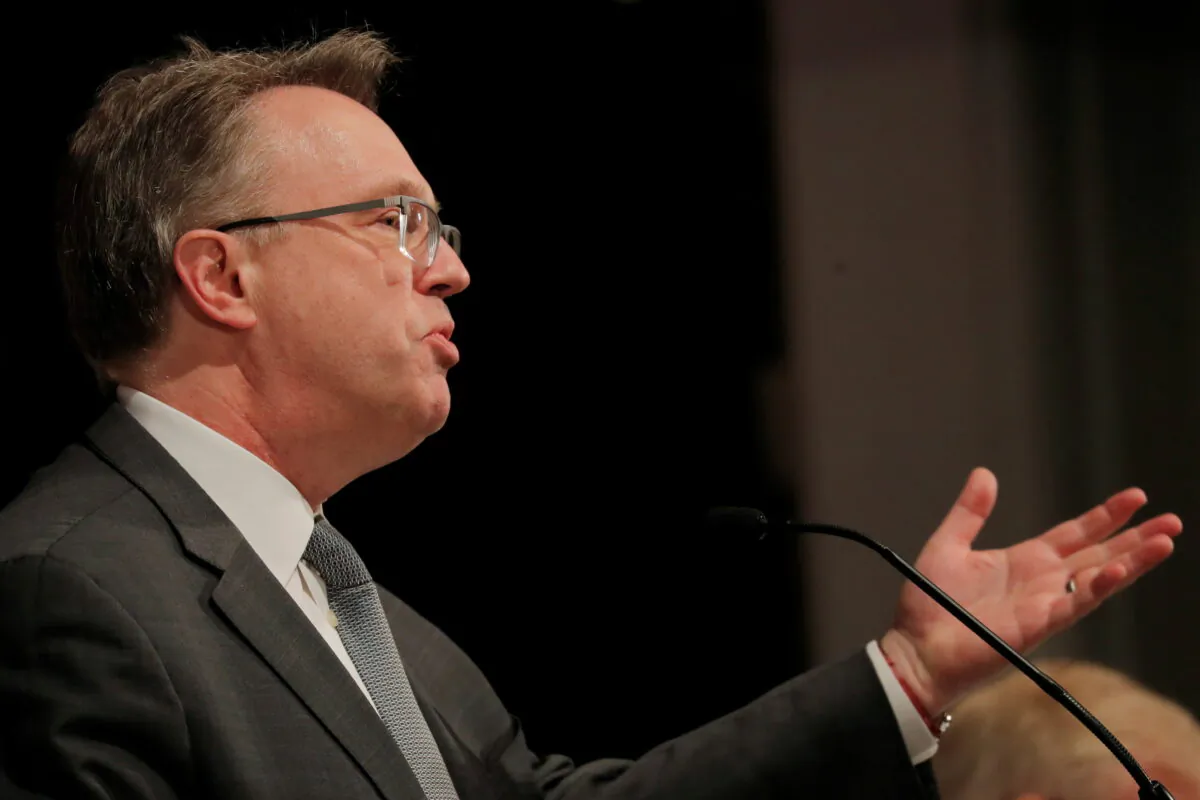 John C. Williams, president and CEO of the Federal Reserve Bank of New York speaks to the Economic Club of New York in the Manhattan borough of New York on March 6, 2019. (Lucas Jackson/Reuters)