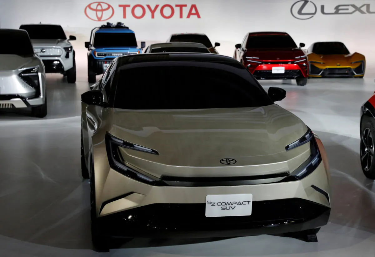 Toyota Motor Corporation's bZ Compact SUV pictured after a briefing on the company's strategies on battery EVs in Tokyo on Dec. 14, 2021. (Kim Kyung-Hoon/Reuters)