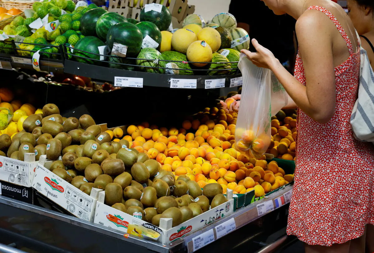 A customer shops in a supermarket in Nice, France, on Aug. 18, 2022. (Eric Gaillard/Reuters)