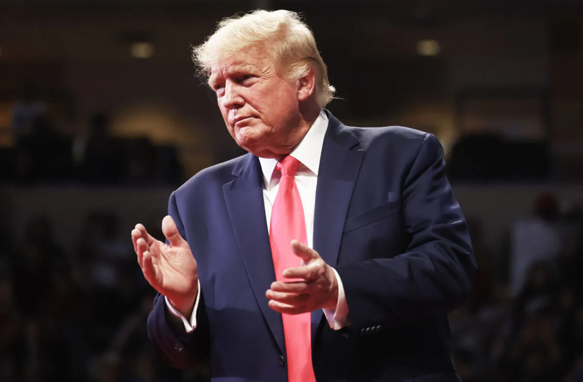 Former President Donald Trump applauds at a ‘Save America’ rally in support of Arizona GOP candidates in Prescott Valley, Arizona,  on July 22, 2022. (Mario Tama/Getty Images)