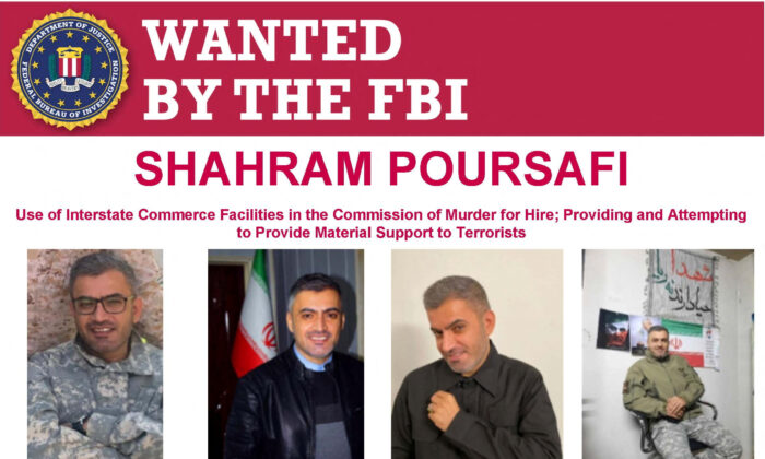 An FBI wanted poster shows Shahram Poursafi, also known as Mehdi Rezayi, of Tehran, Iran, in an image released on Aug. 10, 2022. (Federal Bureau of Investigation/Handout via Reuters)