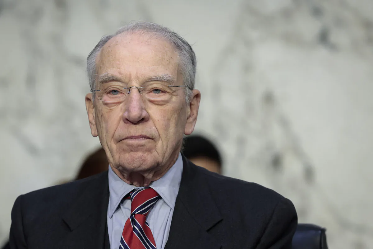 Ranking member Sen. Chuck Grassley (R-Iowa) at a Senate Judiciary Committee business meeting on Capitol Hill, in Washington, on April 4, 2022.(Anna Moneymaker/Getty Images)